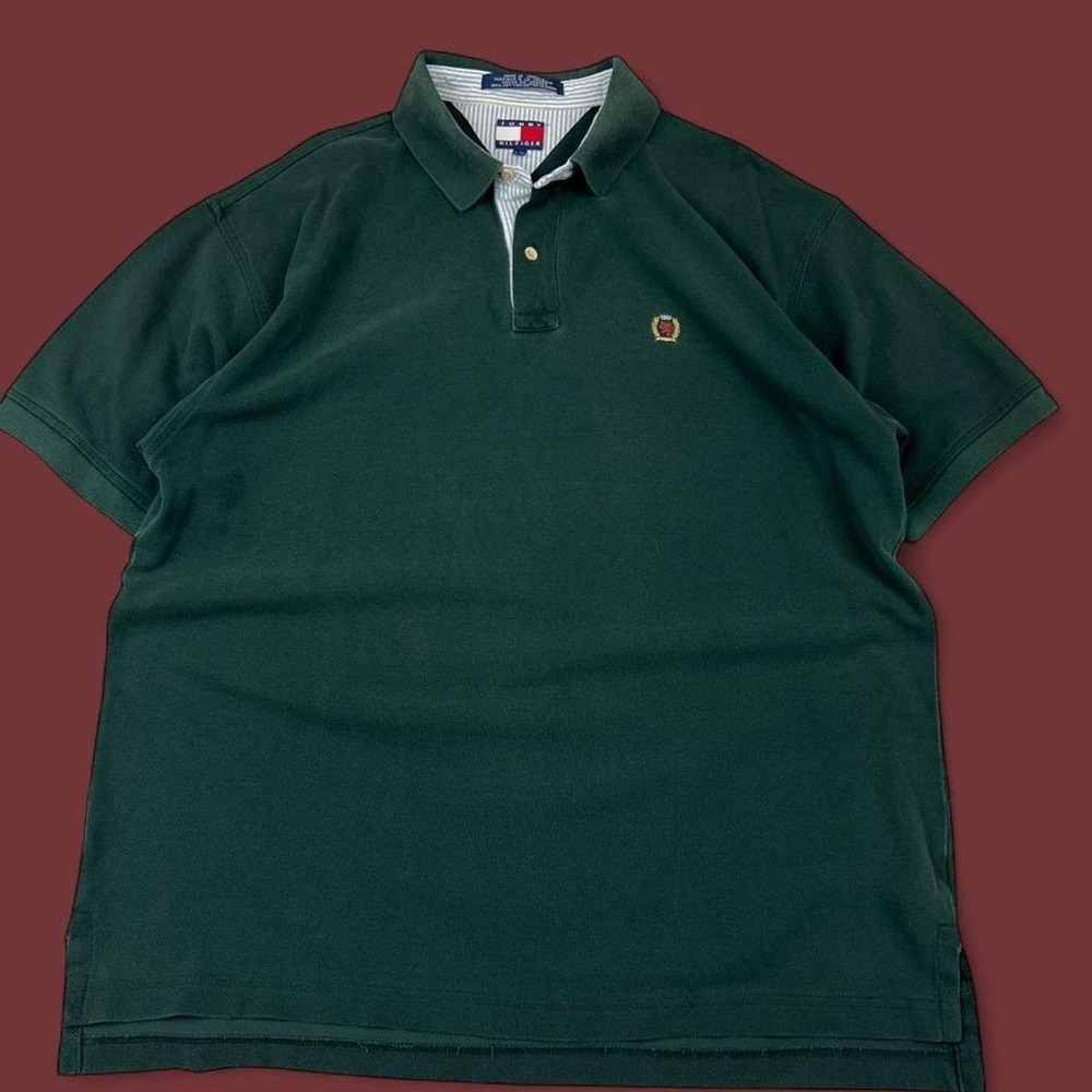 Vintage 90s Tommy Hilfiger Crest Polo Hunter Green Size L